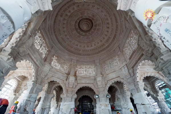A view of the carvings inside Shri Ram Janmabhoomi Mandir