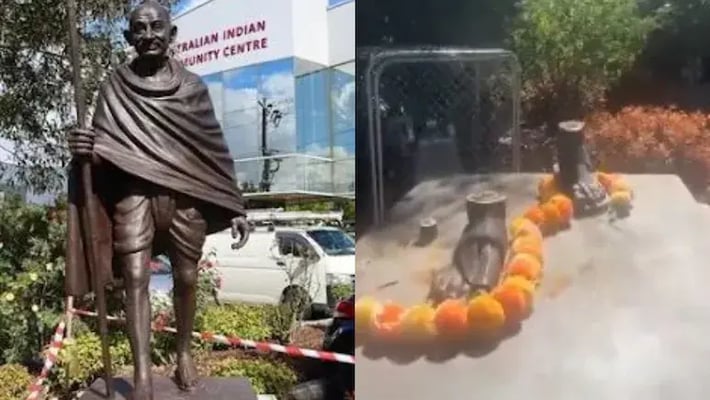 Photos posted on social media showed that the statue was cut at its foundation