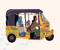 Asha in auto with dentist