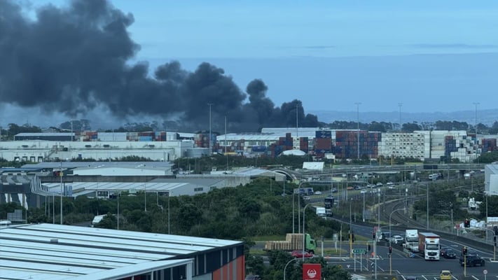 Industrial fire burning in Wiri in south Auckland