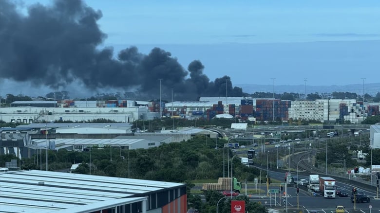 Industrial fire burning in Wiri in south Auckland