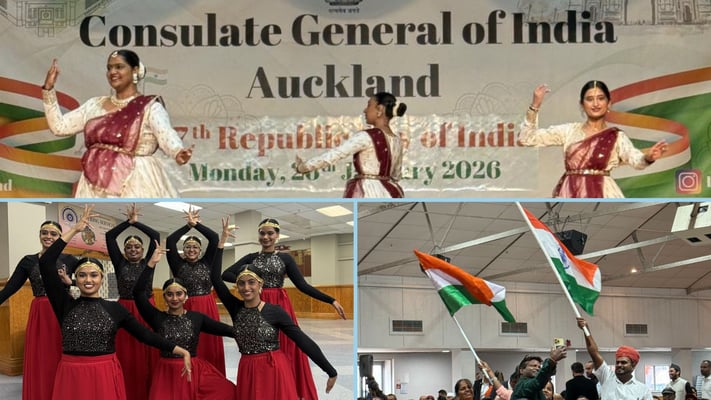 In Auckland, the event drew a large gathering of Indian community members who celebrated with cultural performances
