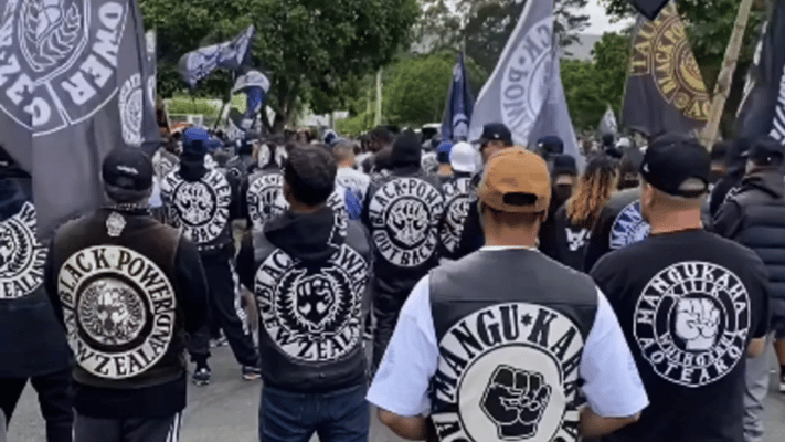 Patched Black Power members at a gathering. Photo: Facebook