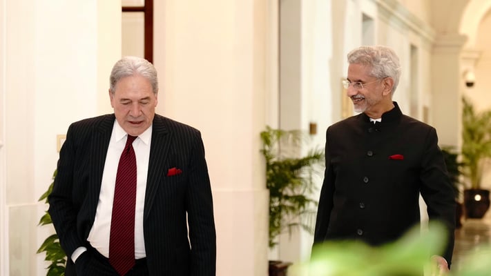 New Zealand Deputy PM Winston Peters with India's External Affairs Minister S Jaishankar