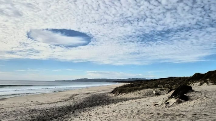 An unusual cloud formation seen from Forestry Beach, Te Arai. Photo: Supplied/Sheila Russell