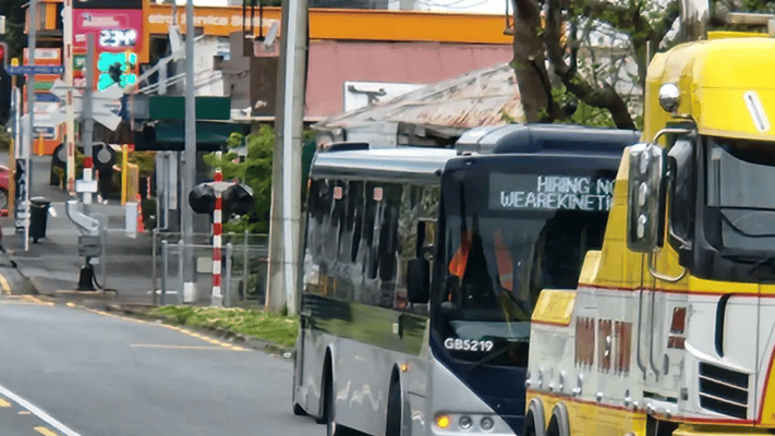 A person who fatally stabbed a woman multiple times on a bus in Auckland's Onehunga on Wednesday is still on the run.