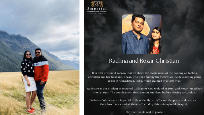 Imperial College NZ Mourns Couple Lost in Ahmedabad Plane Crash