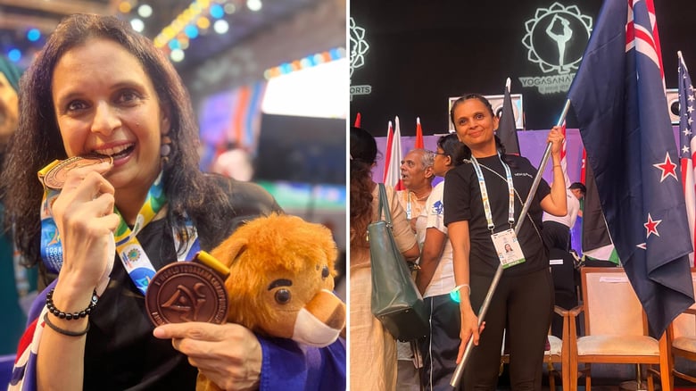 Kiwi Indian mum of three & IT professional wins double bronze for NZ at Yogasana championship