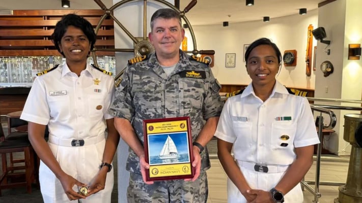 Lieutenant Commander Roopa K and Lieutenant Commander Dilna K aim to cover the journey in about eight months. (Supplied photo)