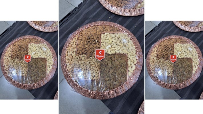 Kashish Foods New Zealand on Swastik shaped dry fruit platter 
