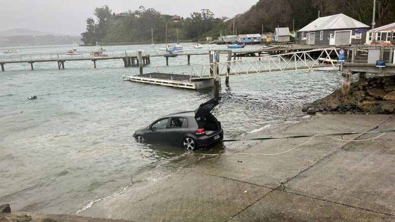 Car plunges into water as port chalmers crime spree ends with citizen's arrest