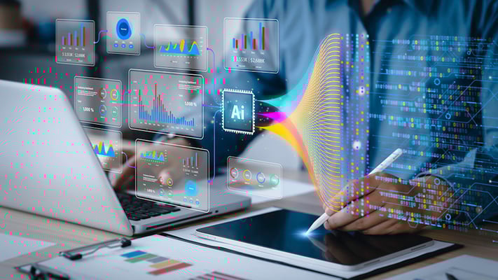Data analysis science and big data with AI technology.