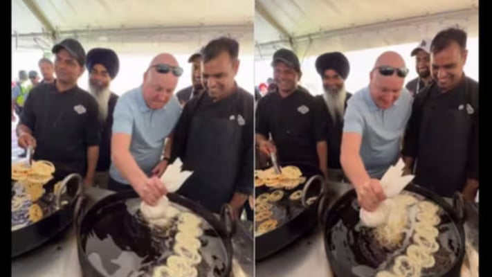 PM Luxon makes jalebis at Sikh Games in Auckland