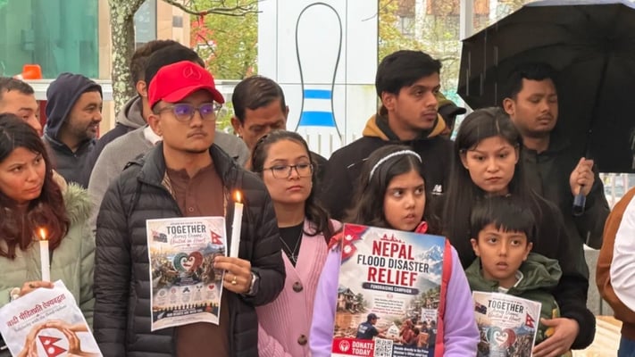 Dozens brave Auckland rain to honour Nepal flash flood victims