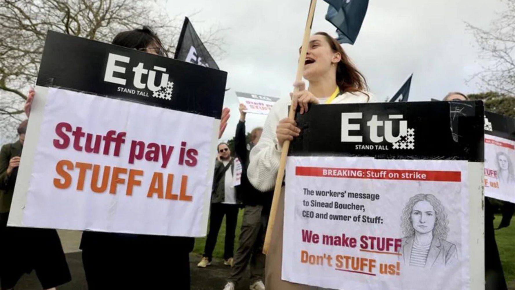 “Stuff” staff strike over pay disputes, picket outside newsrooms
