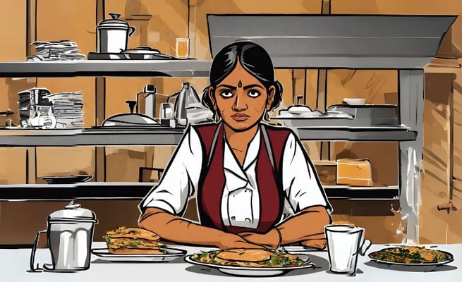 overworked restaurant worker