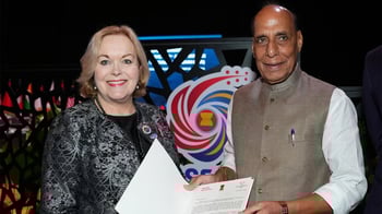 NZ Defence Min Judith Collins Meets Rajnath Singh