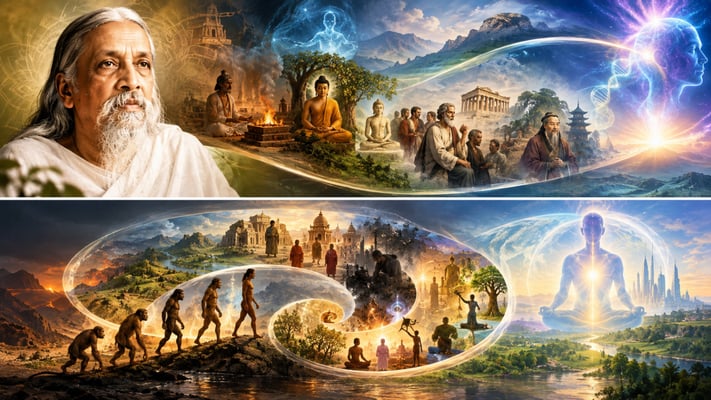 Sri Aurobindo’s vision suggests something more complex: consciousness can differentiate, evolve, lose coherence, and reorganise itself at a new level.