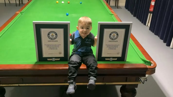 Two-year-old snooker prodigy pots multiple Guinness World Records