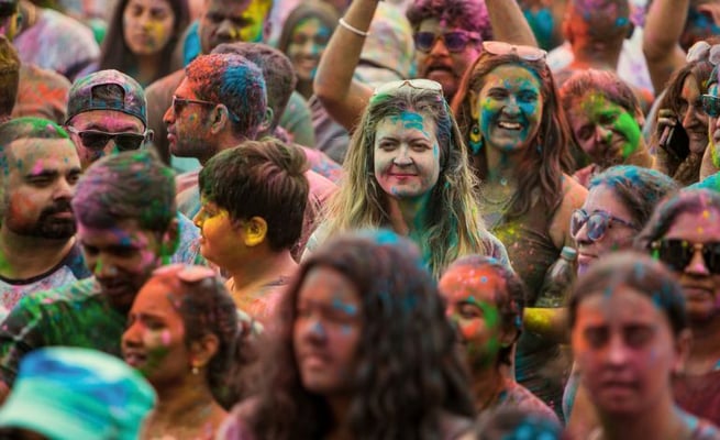 Guests at the 2021 edition of Krishna Holi festival in Auckland 