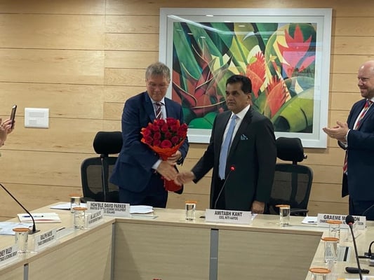 David Parker meets with Niti Ayog CEO Amitabh Kant in New Delhi
