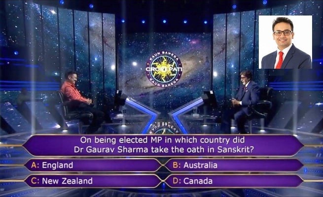 Kiwi-Indian MP Gaurav Sharma gets mentioned in Indian television show Kaun Banega Crorepati