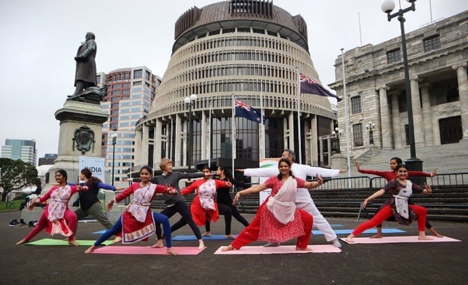 Yoga event organised at NZ parliament grounds in build up to International Day of Yoga 2021