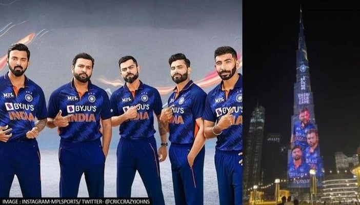 Burj Khalifa in Dubai lights up to new Indian T20 jersey