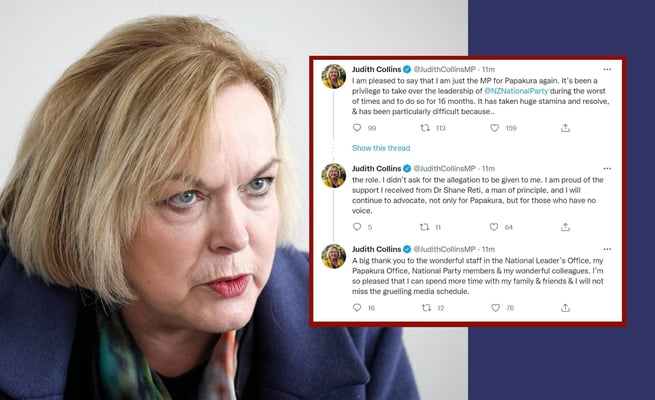 Judith Collins out, Reti to serve as interim leader