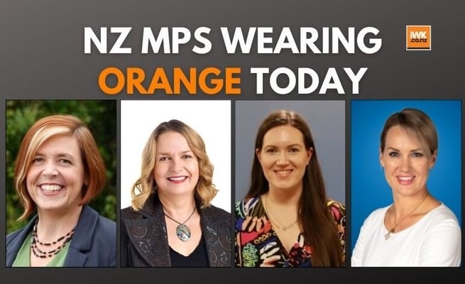 NZ MPs wearing orange today in a world-first in support of Campaign Against Gender-based Violence