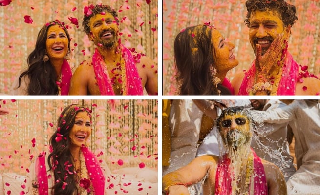 Glimpses of Vicky Kaushal, Katrina Kaif's haldi ceremony
