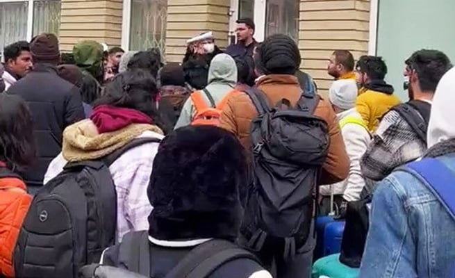 Running out of food & money, Indian students queue up outside Embassy in Kiev