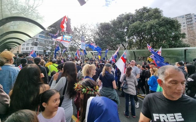 Protesters march onto central Auckland streets