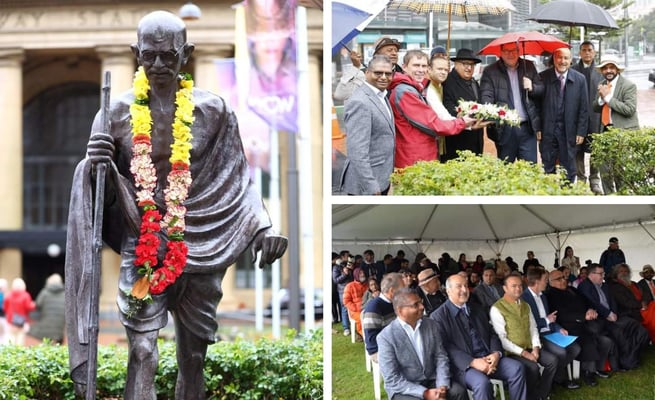 Homage paid to Gandhi at iconic statue site in Wellington