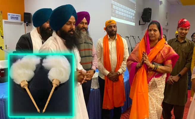 Hindu family donates ‘chaur sahibs’ with gold handles to Takanini gurdwara