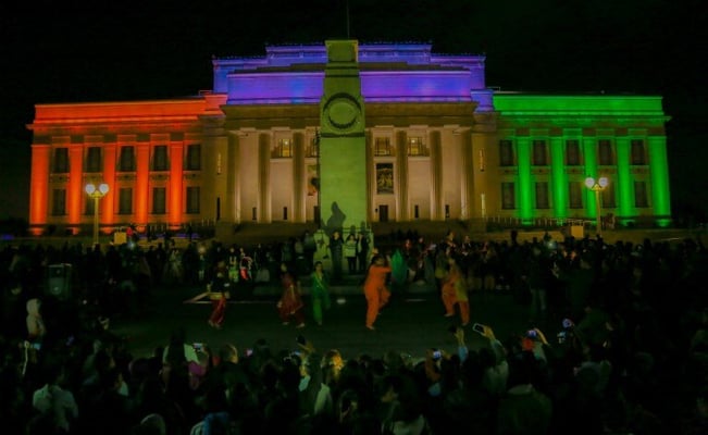 Tricolour lights up iconic Auckland Museum on Indian I-Day
