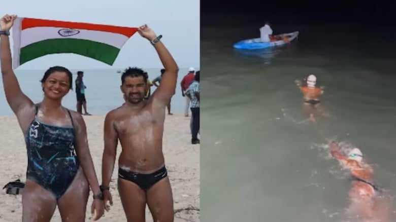 Bengaluru couple makes history with 32-km swim from Sri Lanka to India